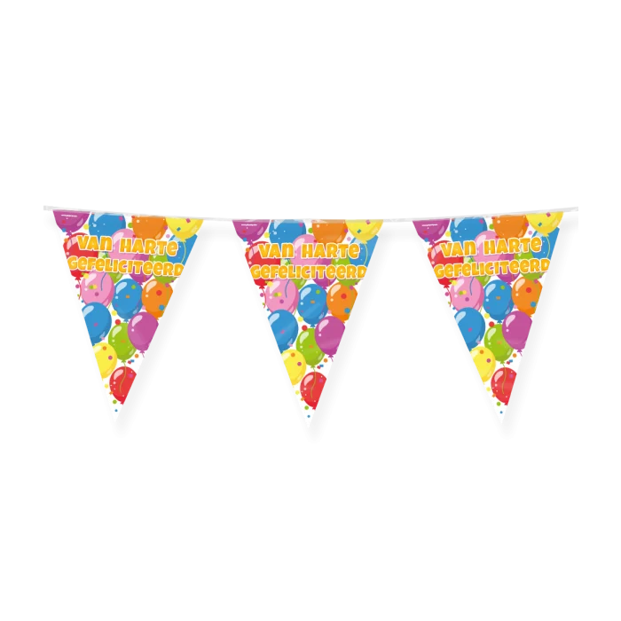 Gefeliciteerd Vlaggenlijn / slinger - 10 meter - Fun Party vlaggetjes