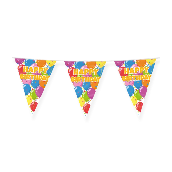 Happy birthday Vlaggenlijn / slinger - 10 meter - Fun Party vlaggetjes