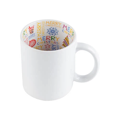Kerstmok 330 ml met Vrolijk Kerstinterieur – Witte Keramische Mok voor Sublimatie