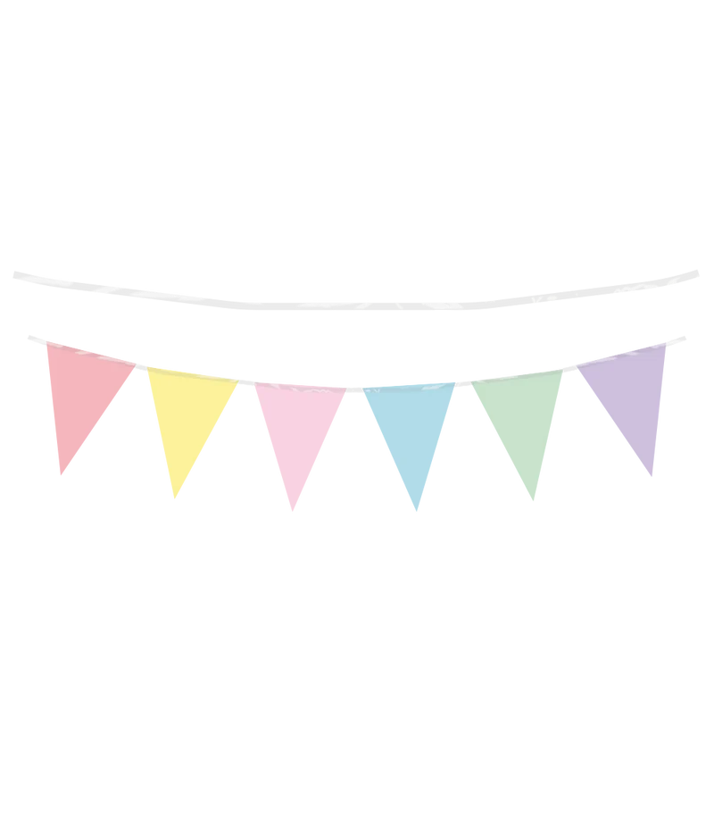 GRATIS Vlaggenlijn / slinger - 10 meter - pastel meerkleurig vlaggetjes