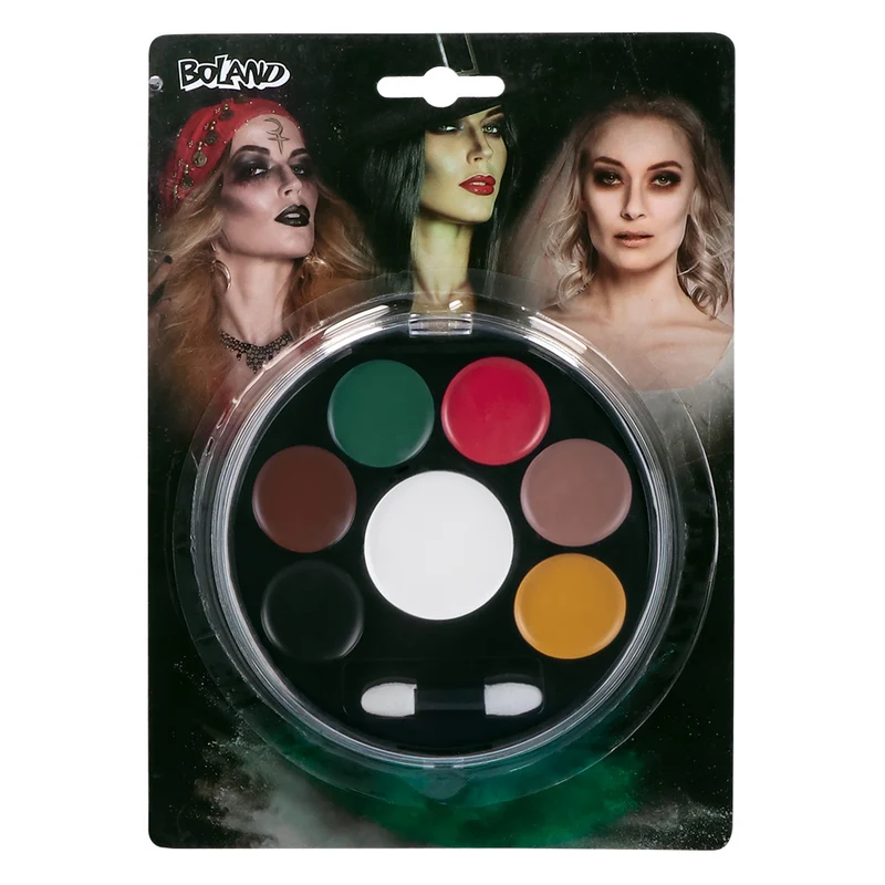 Schminkpalet Halloween 7 kleuren vetschmink met applicator