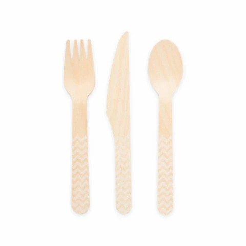 Houten bestek FSC - 18 stuks - wit