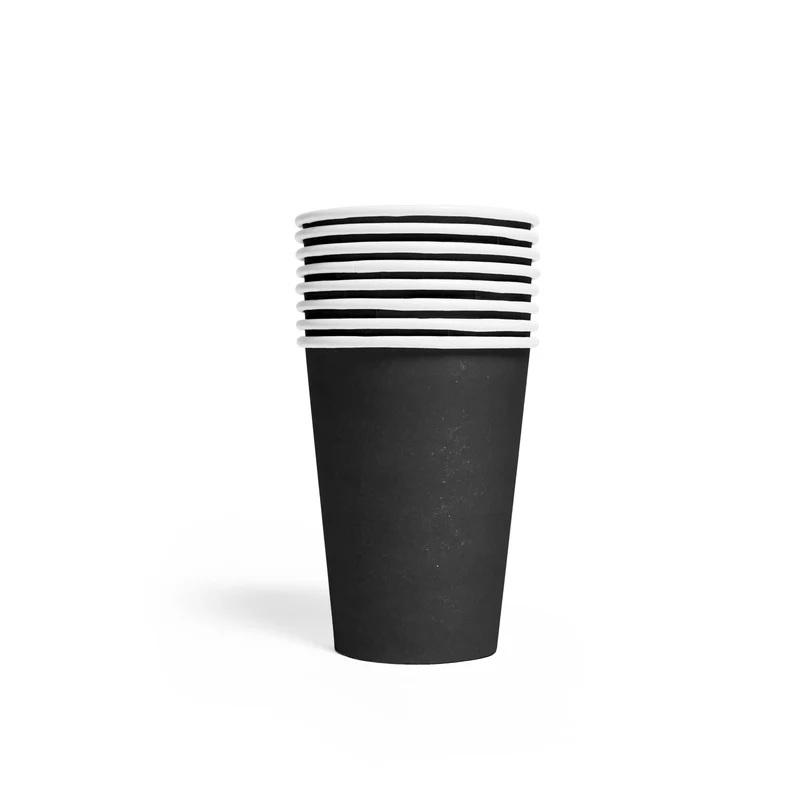 Papieren bekers FSC - 8 stuks - 210 ml - zwart