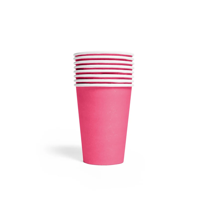 Papieren bekers FSC - 8 stuks - 210 ml - roze