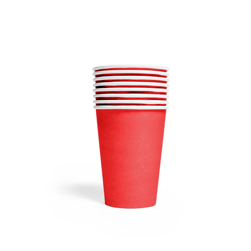 Papieren bekers FSC - 8 stuks - 210 ml - rood