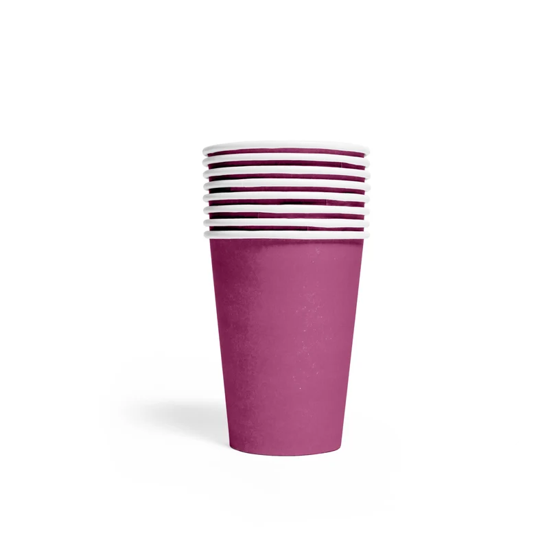 Papieren bekers FSC - 8 stuks - 210 ml - paars
