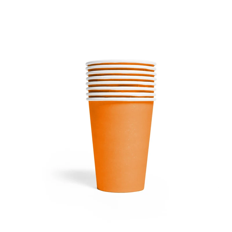 Papieren bekers FSC - 8 stuks - 210 ml - oranje