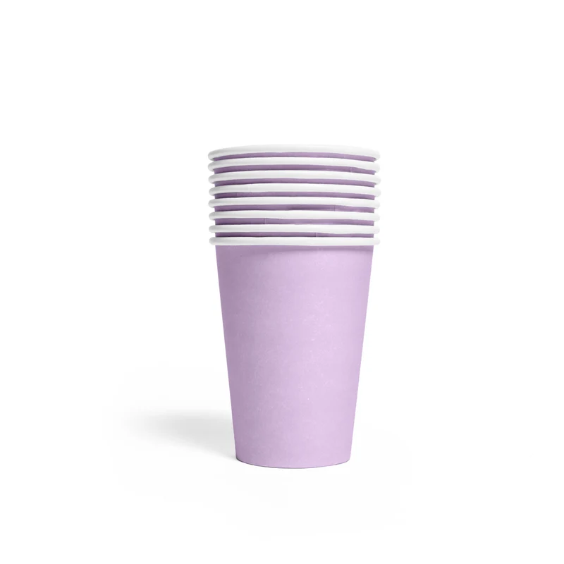 Papieren bekers FSC - 8 stuks - 210 ml - lichtpaars