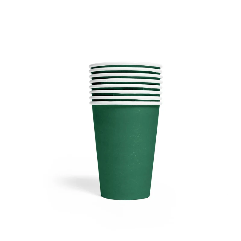 Papieren bekers FSC - 8 stuks - 210 ml - groen