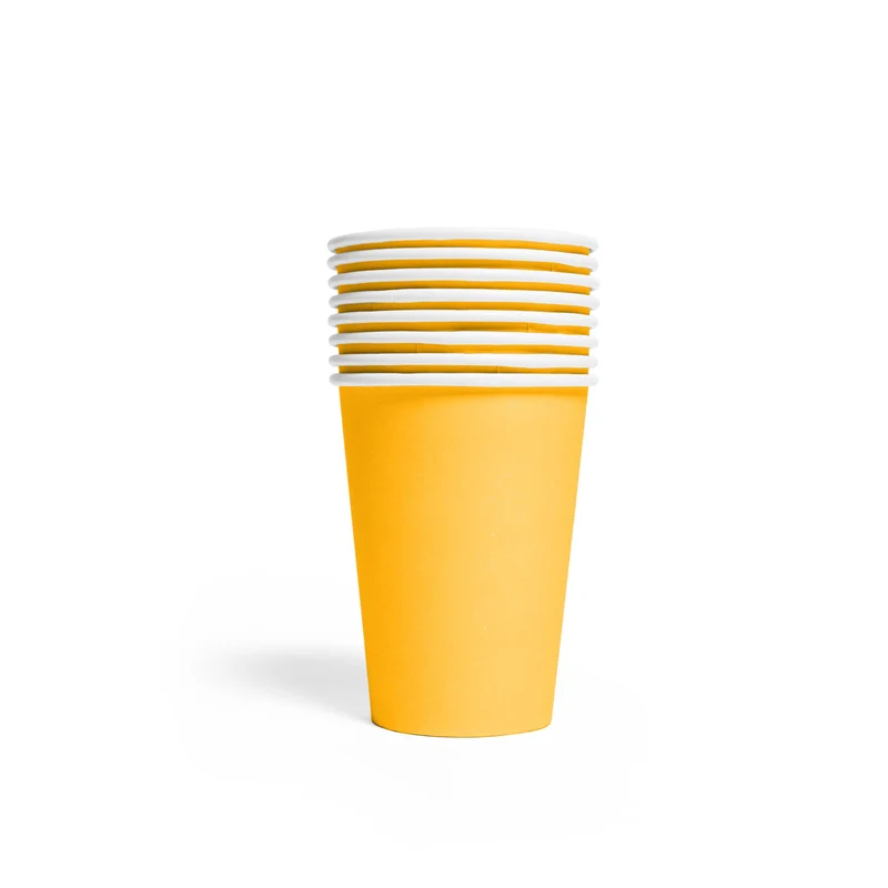 Papieren bekers FSC - 8 stuks - 210 ml - geel