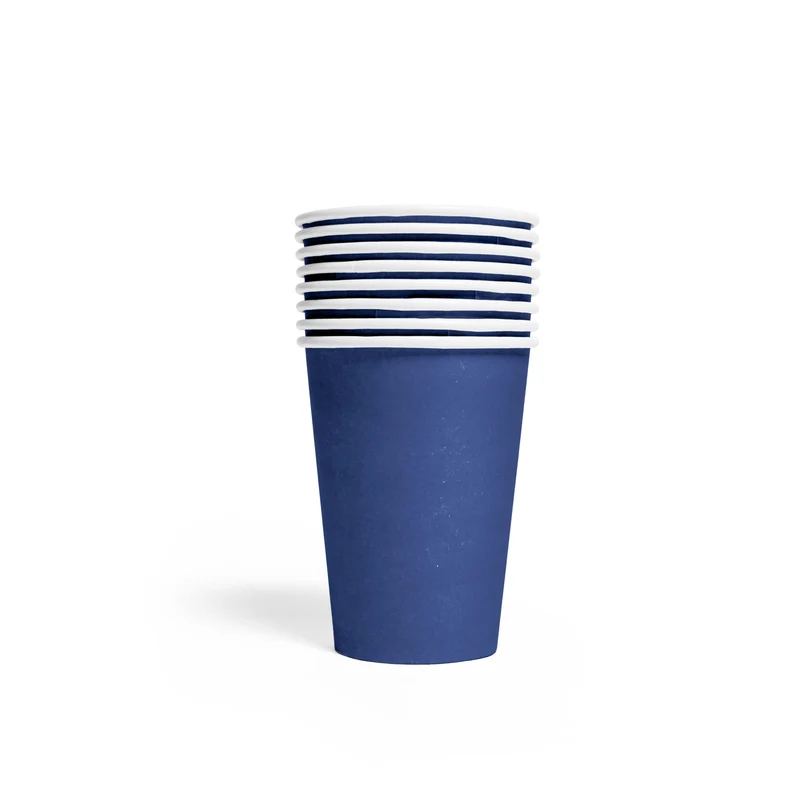 Papieren bekers FSC - 8 stuks - 210 ml - blauw