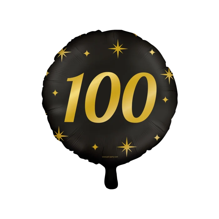 100 jaar Folieballon - 46 cm - goud en zwart - Classy