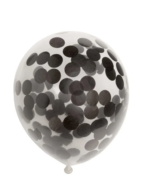 Confettiballon - 6 stuks - 30 cm - zwart