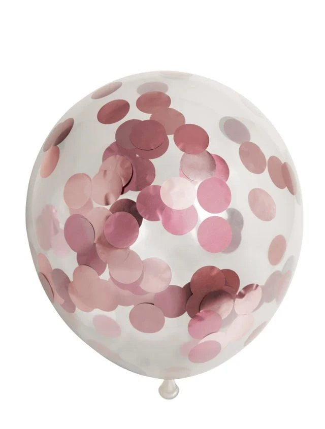 Confettiballon - 6 stuks - 30 cm - rosé goud metallic