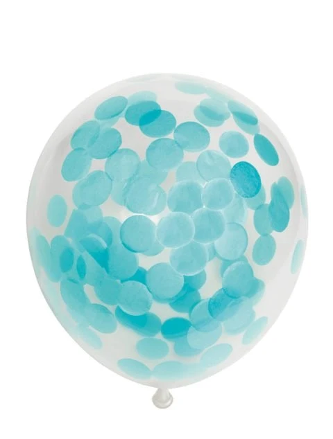 Confettiballon - 6 stuks - 30 cm - baby blauw