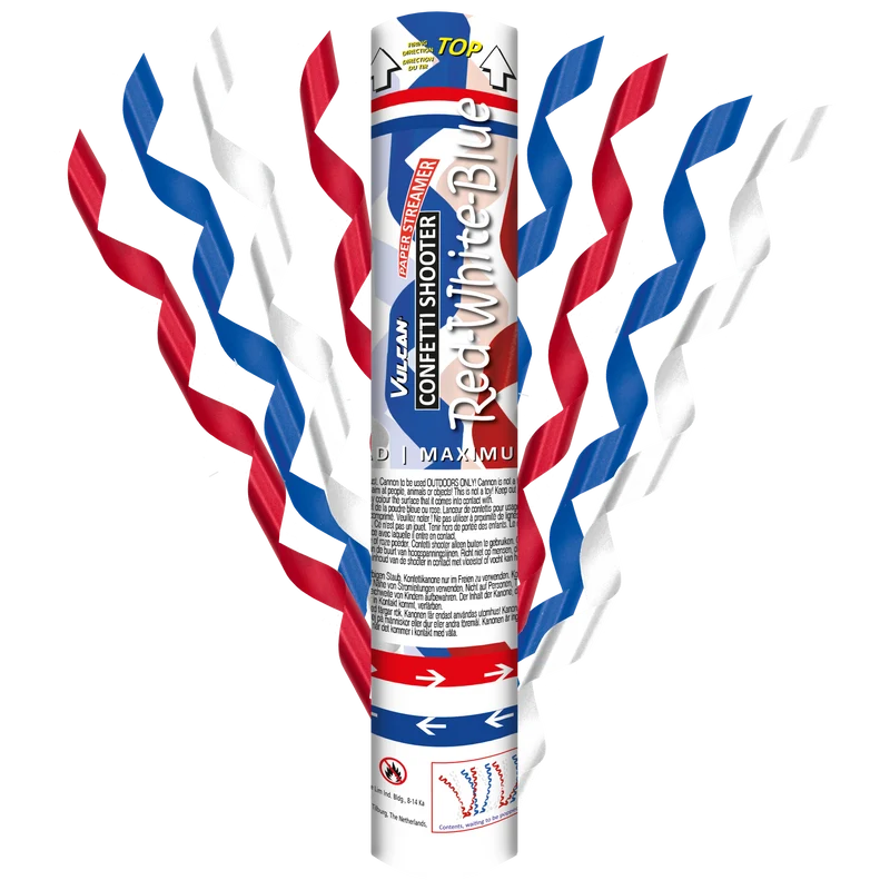 Confetti streamers ROOD WIT BLAUW - 3 stuks