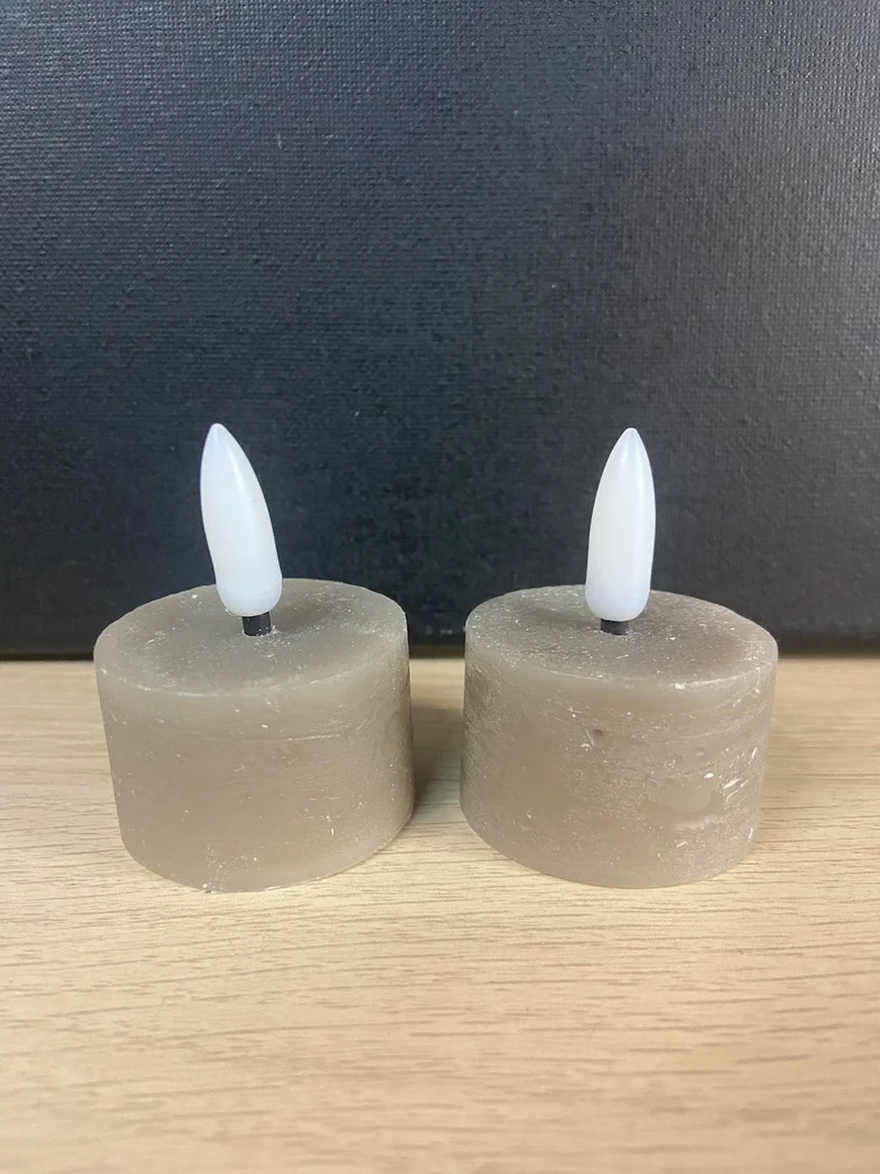 Led waxinelichtje grijs set van 2