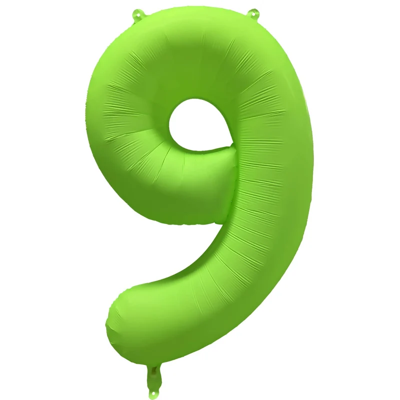 Cijferballon - NEON groen - cijfer 9 - 86 cm