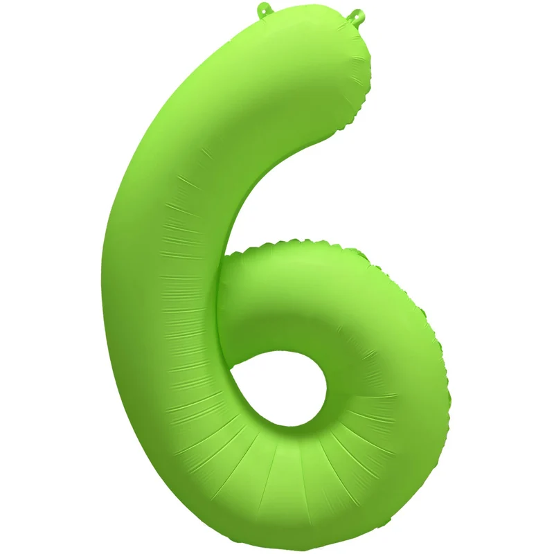 Cijferballon - NEON groen - cijfer 6 - 86 cm