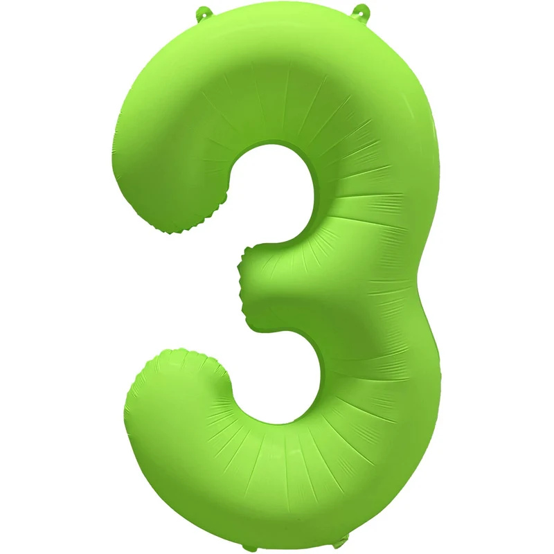 Cijferballon - NEON groen - cijfer 3 - 86 cm