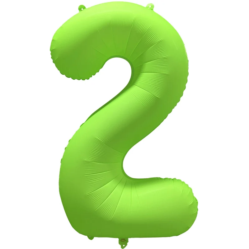 Cijferballon - NEON groen - cijfer 2 - 86 cm