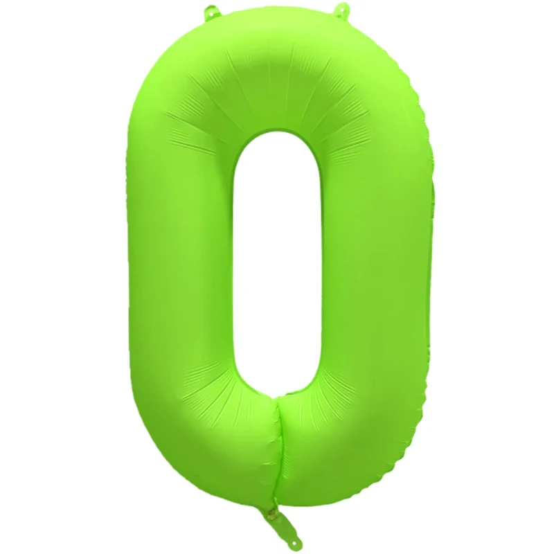 Cijferballon - NEON groen - cijfer 0 - 86 cm