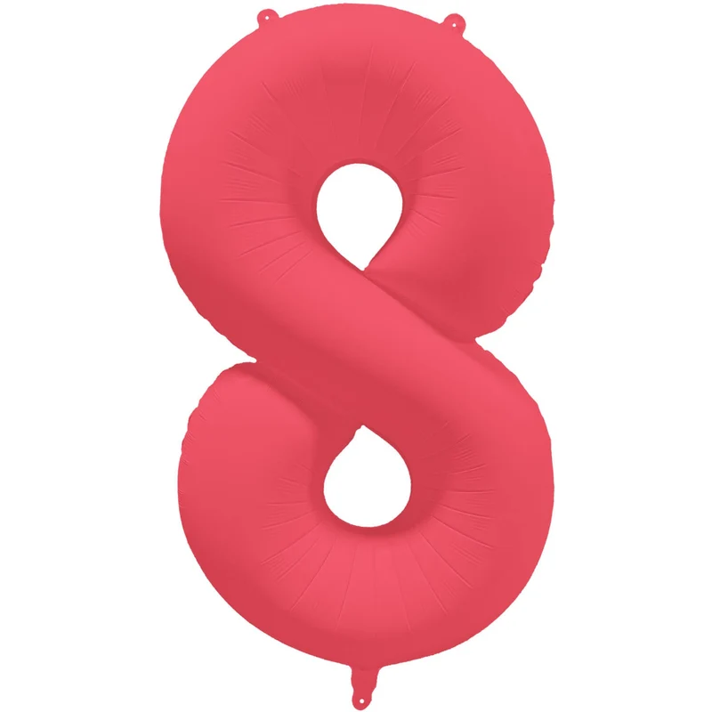 Cijferballon - NEON rood - cijfer 8 - 86 cm