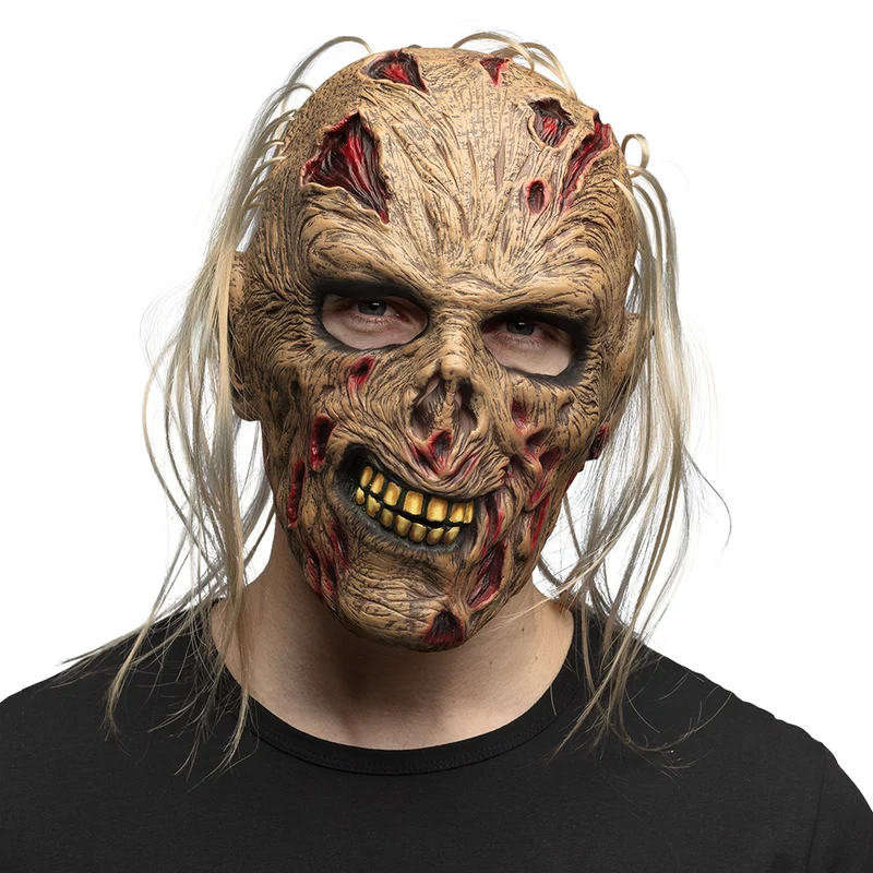 Latex hoofdmasker zombie Grumble met blond haar heren