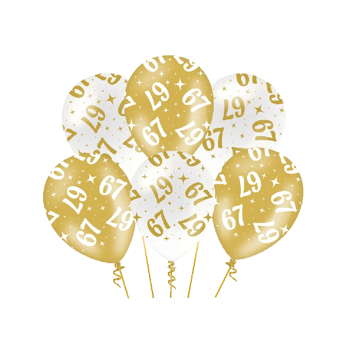 67 jaar Ballonnen - goud en wit
