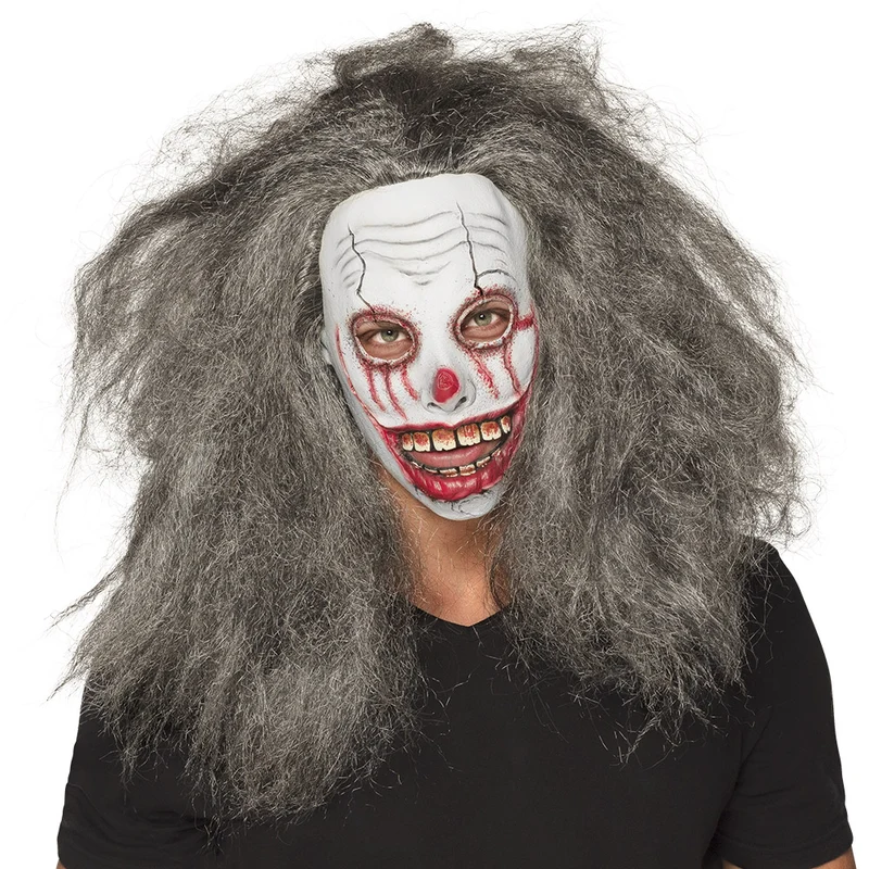 Zombie masker clown met pruik