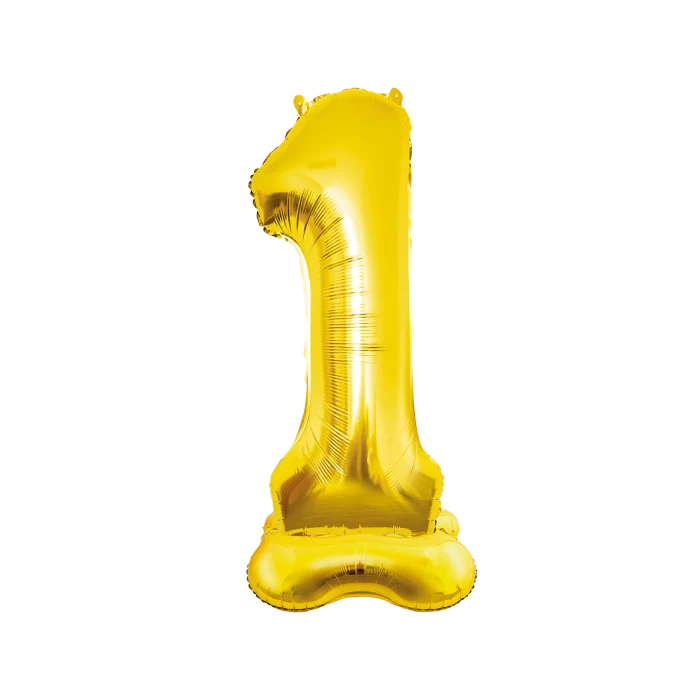 XXL Cijferballon - cijfer 1 staand - goud - 150 cm