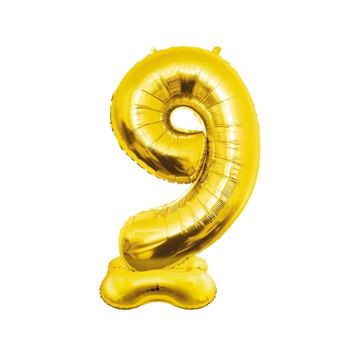 XXL Cijferballon - cijfer 9 staand - goud - 150 cm