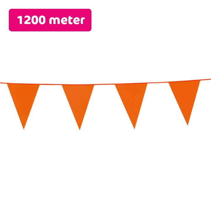 Vlaggenlijn / slinger - 1200 meter (40 x 30 meter) - oranje vlaggetjes