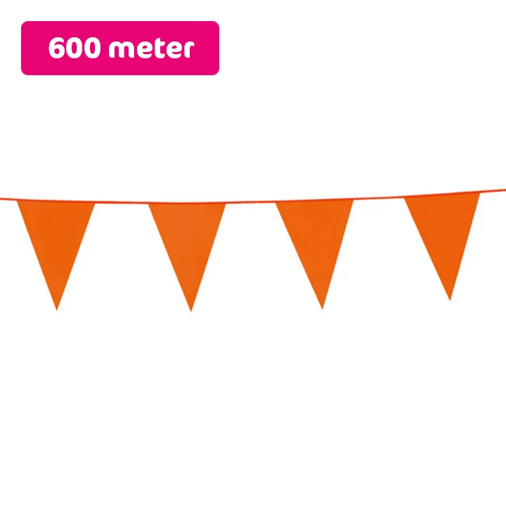 Vlaggenlijn / slinger - 600 meter (20 x 30 meter) - oranje vlaggetjes