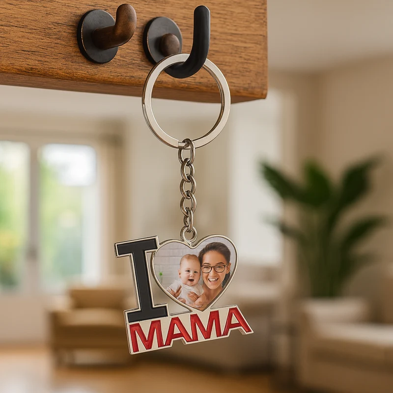 Metalen Sleutelhanger I Love Mama voor Sublimatie