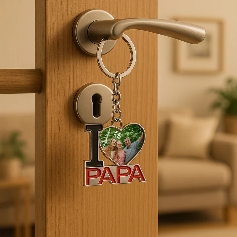 Metalen Sleutelhanger I Love Papa