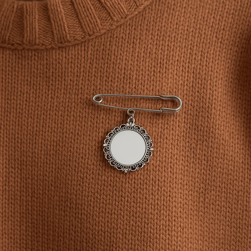 Metalen Broche voor Sublimatie – Zilver/Wit