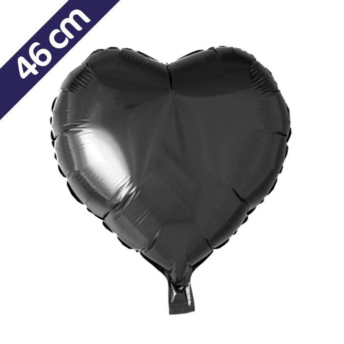 Folieballon hart - 46 cm - zwart