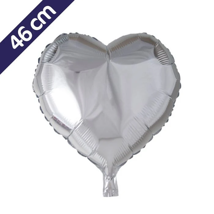 Folieballon hart - 46 cm - zilver