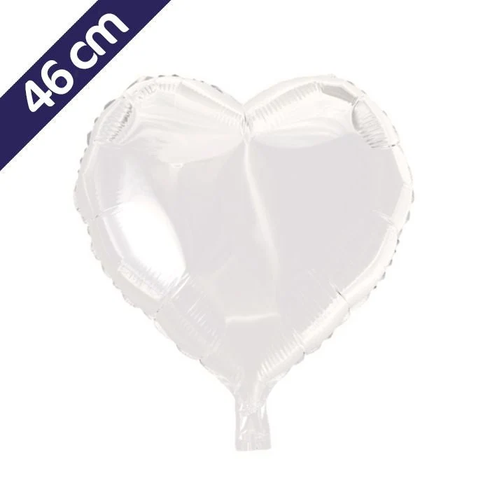Folieballon hart - 46 cm - wit