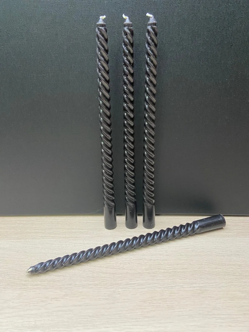 Kaarsen twist Zwart (4 stuks)