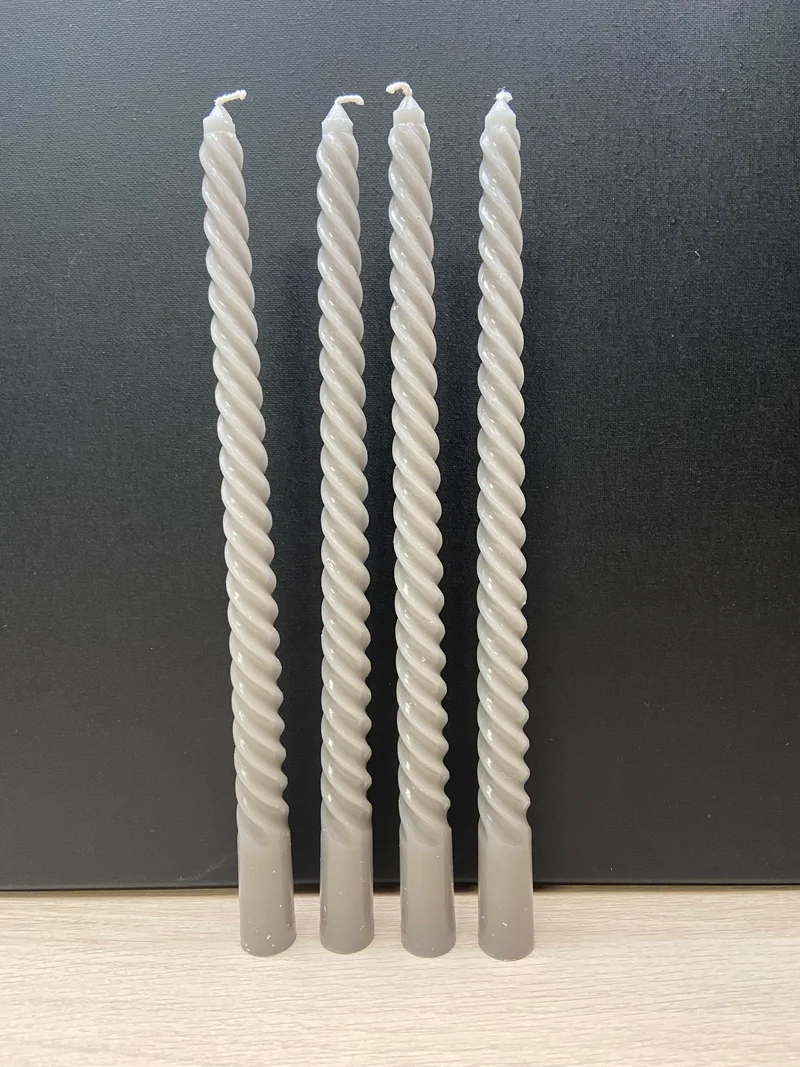 Kaarsen twist Grijs (4 stuks)