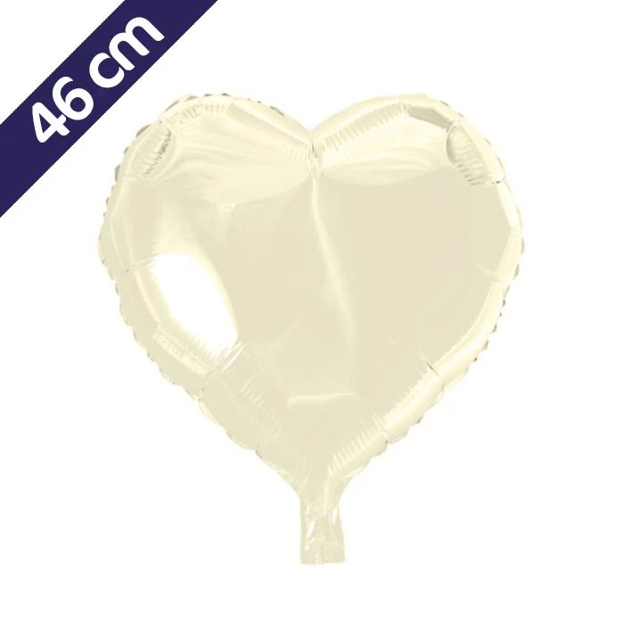 Folieballon hart - 46 cm - ivoor