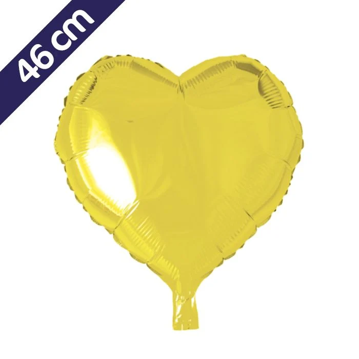 Folieballon hart - 46 cm - geel