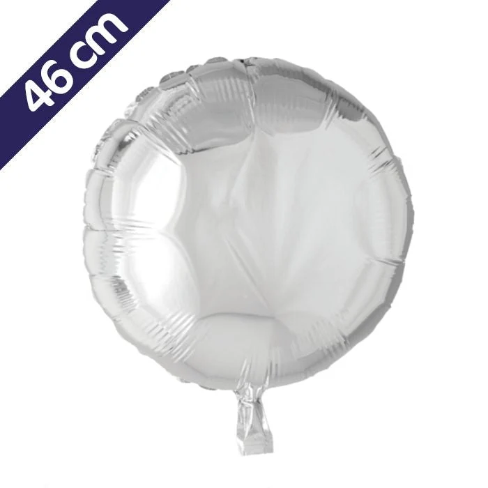 Folieballon rond - 46 cm - zilver