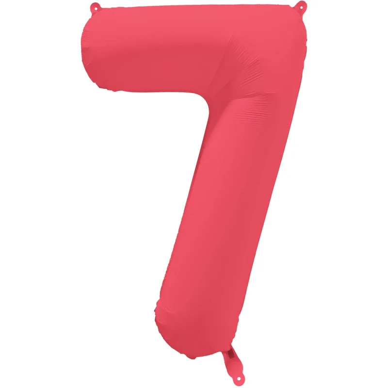 Cijferballon - NEON rood - cijfer 7 - 86 cm