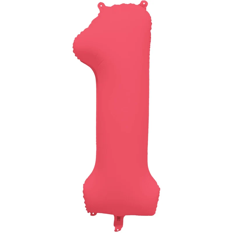 Cijferballon - NEON rood - cijfer 1 - 86 cm