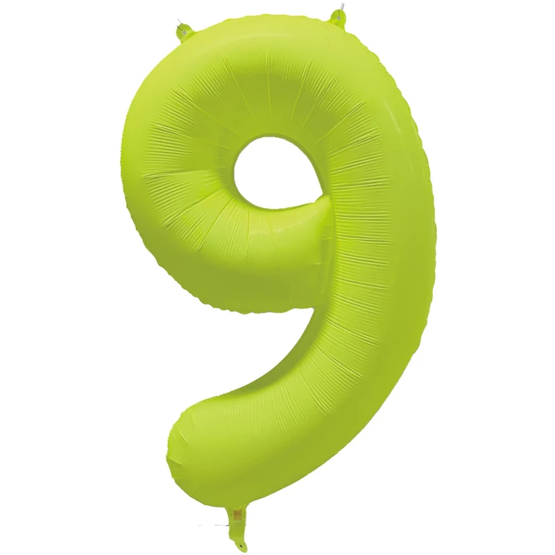 Cijferballon - NEON geel - cijfer 9 - 86 cm