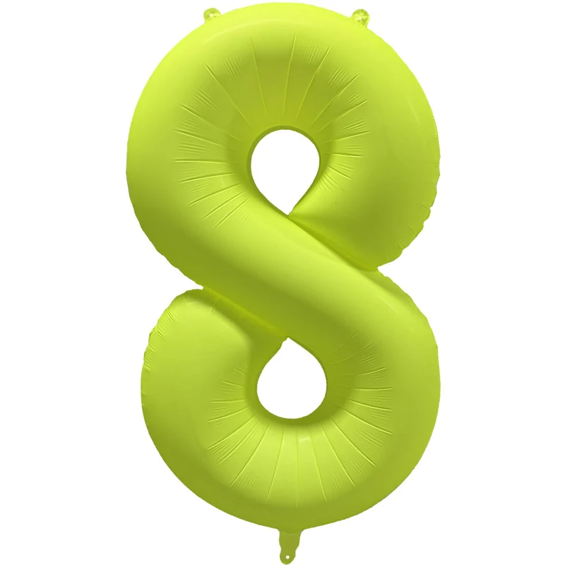 Cijferballon - NEON geel - cijfer 8 - 86 cm