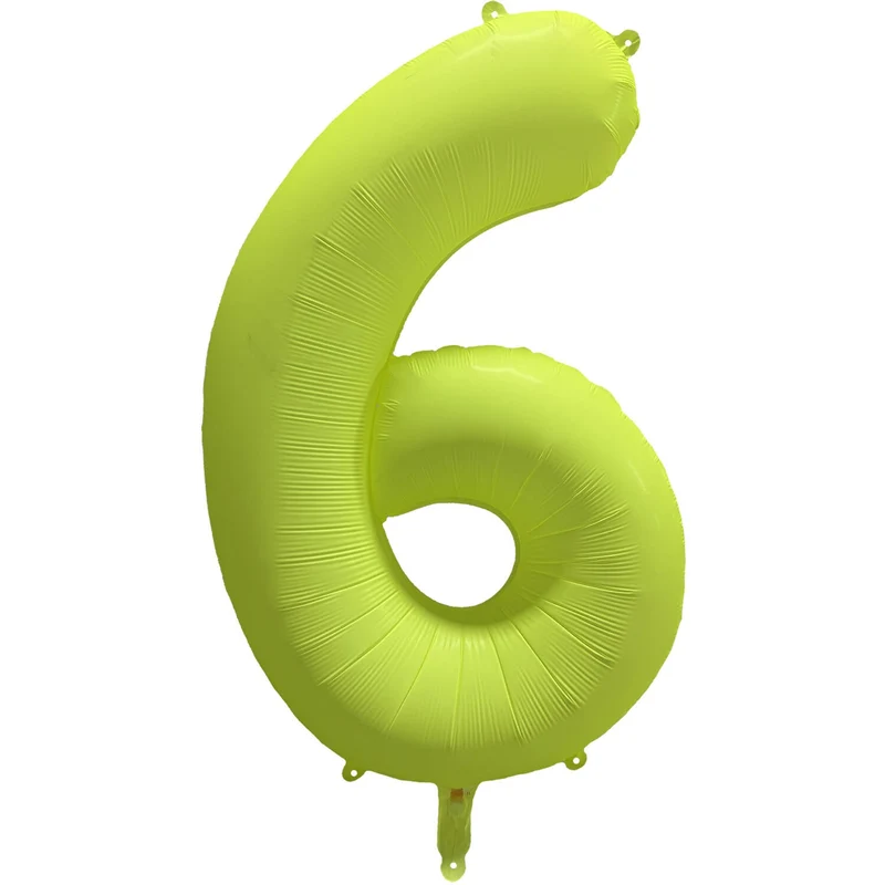 Cijferballon - NEON geel - cijfer 6 - 86 cm